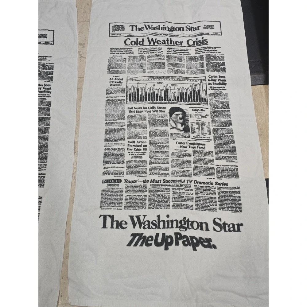 The Washington Star The Cold Weather Crisis Newspaper Towel‎ Beach Bath Set of 2